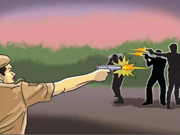 पुलिस व बदमाशों के बीच मुठभेड़ मुजफ्फरपुर में एवं तीन अपराधियों व एक पुल‍िस कर्मी को लगी गोली
